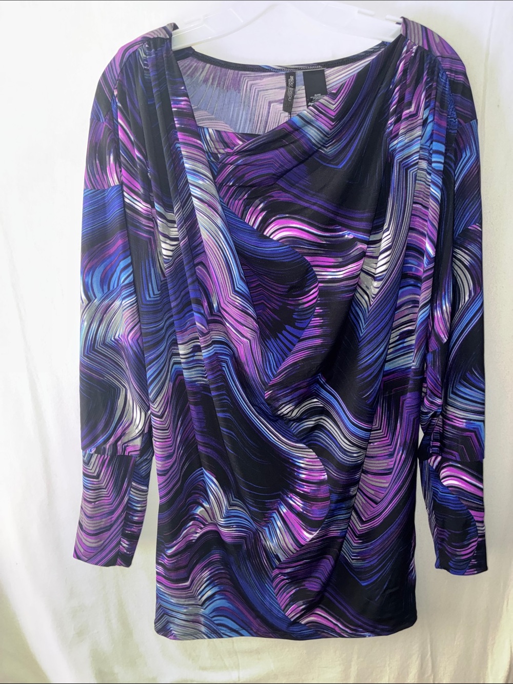 Abstract Swirl Long Sleeve Top - Purple & Blue